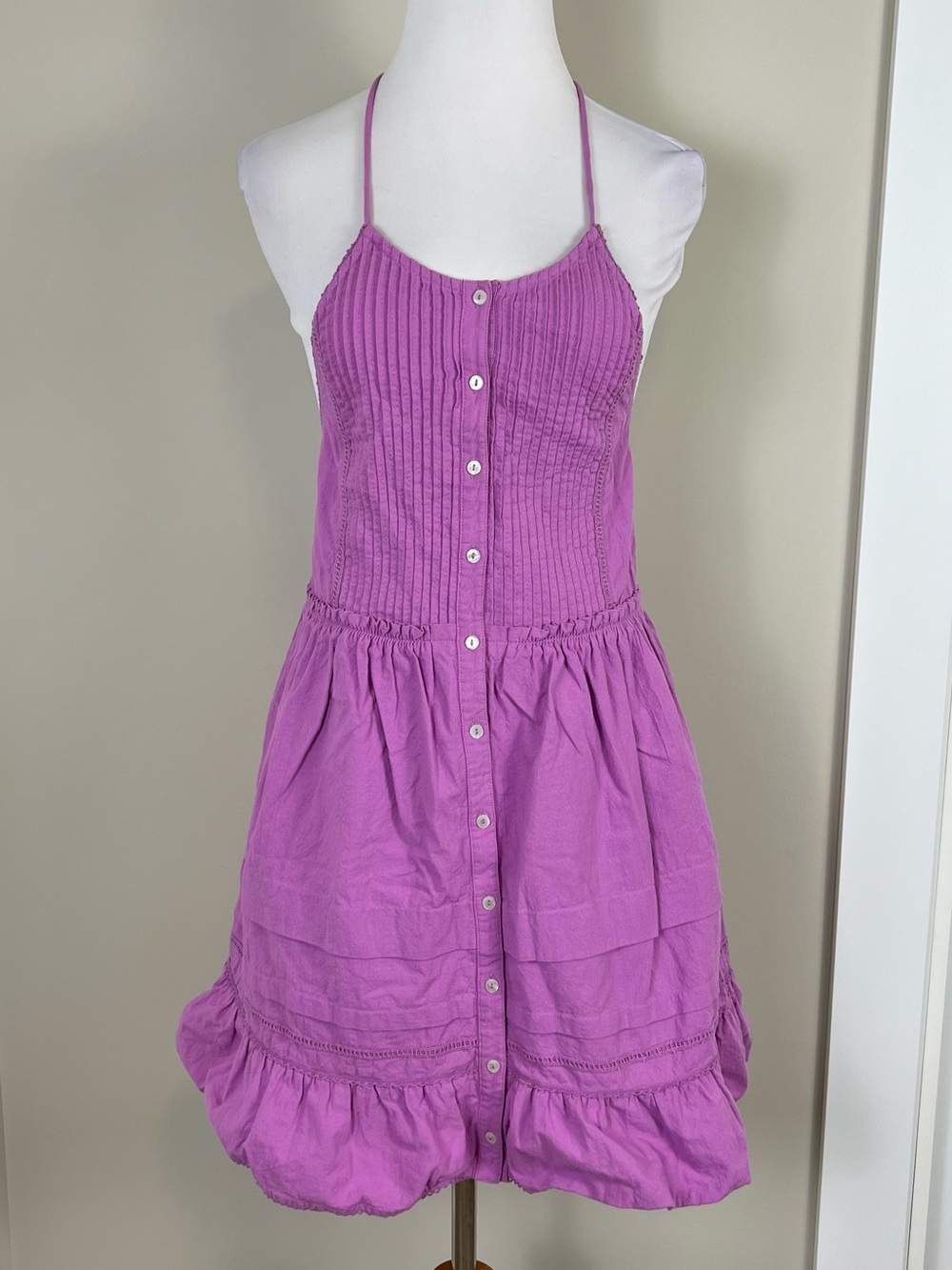 Free People Lavender Tie Detail Smocked Dress